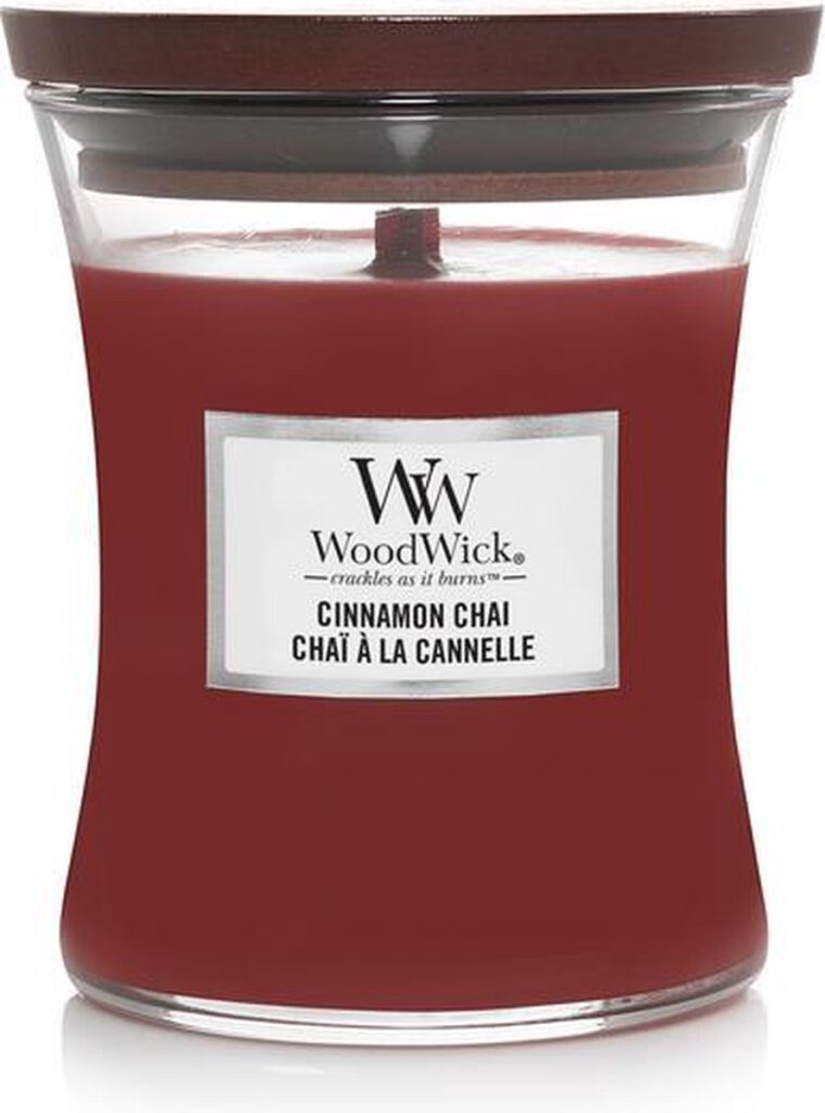 Woodwick Hourglass Medium Geurkaars Cinnamon Chai