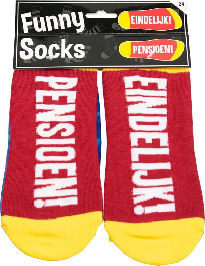 Eindelijk met pensioen grappige sokken